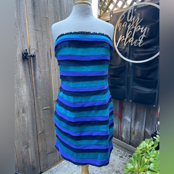 Purple & Blue Strapless Dress - Picture 1 of 6